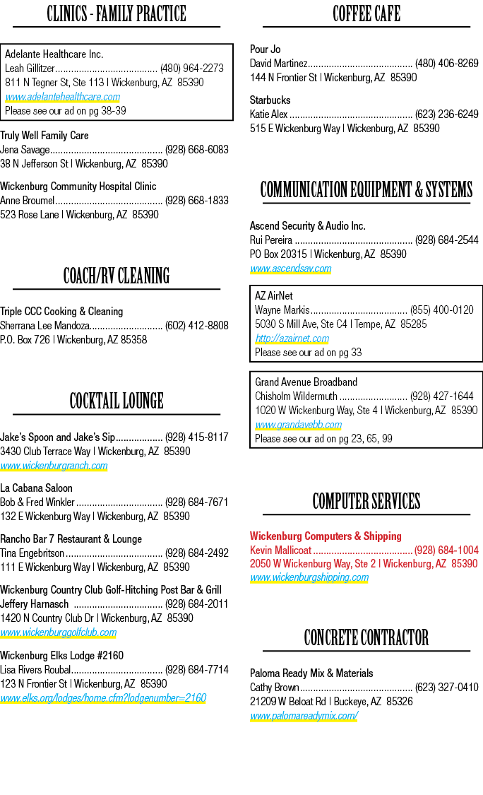 Clinics Family Practice Adelante Healthcare Inc. Leah Gillitzer (480) 964 2273 811 N Tegner St, Ste 113 | Wickenburg,...