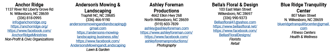 Anchor Ridge 1137 River Rd Liberty Grove Rd N  Wilkesboro, NC 28659 (336) 818-0995 info anchorridge org https:  ancho   