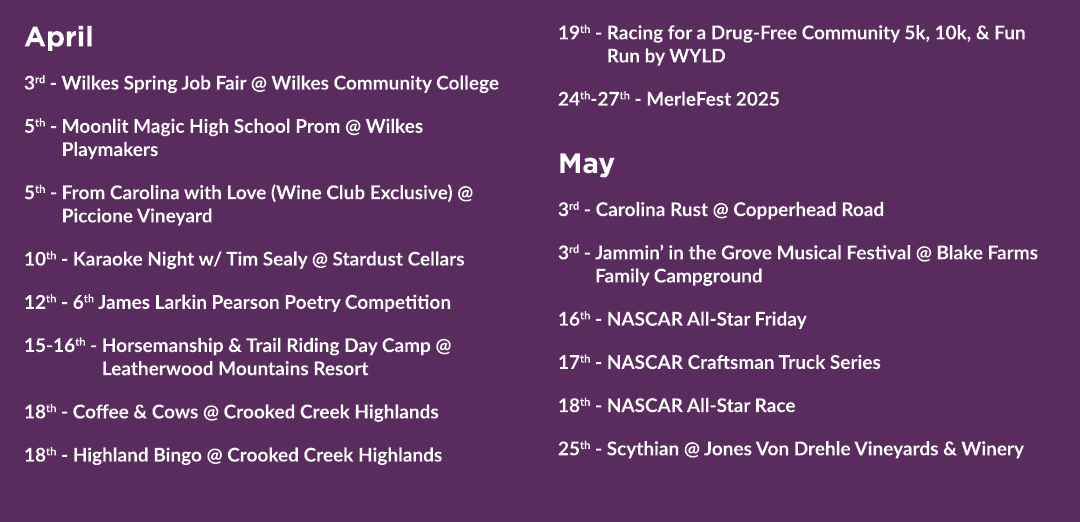 April 3rd Wilkes Spring Job Fair @ Wilkes Community College 5th Moonlit Magic High School Prom @ Wilkes Playmakers 5t...