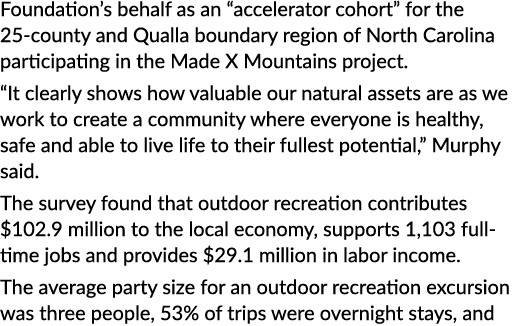 Foundation’s behalf as an “accelerator cohort” for the 25 county and Qualla boundary region of North Carolina partici...