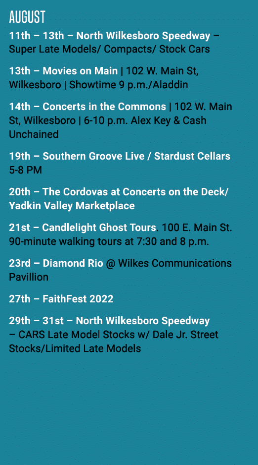 AUGUST 11th – 13th – North Wilkesboro Speedway – Super Late Models/ Compacts/ Stock Cars 13th – Movies on Main | 102 ...