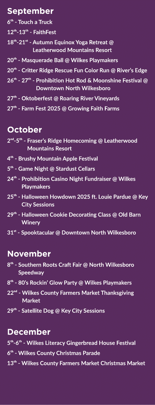 September 6th Touch a Truck 12th 13th FaithFest 18th 21st Autumn Equinox Yoga Retreat @ Leatherwood Mountains Resort ...
