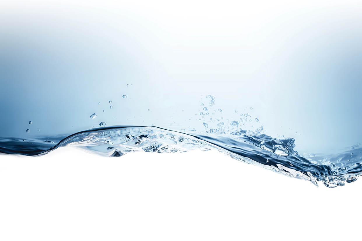 Blue water wave and bubbles to clean drinking water