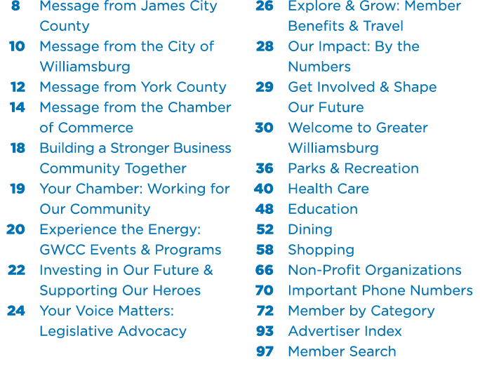 8 Message from James City County 10 Message from the City of Williamsburg 12 Message from York County 14 Message fro...