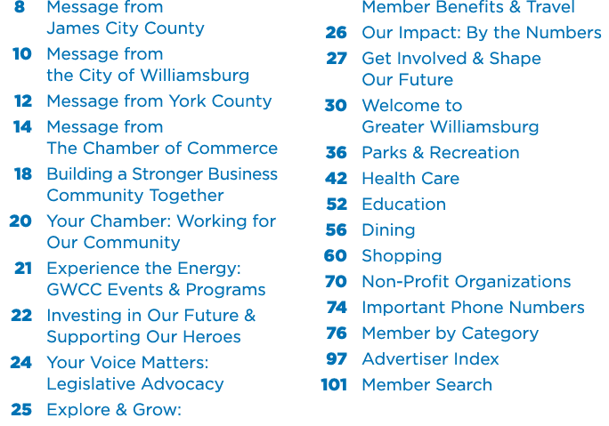  8 Message from James City County 10 Message from the City of Williamsburg 12 Message from York County 14 Message fro...