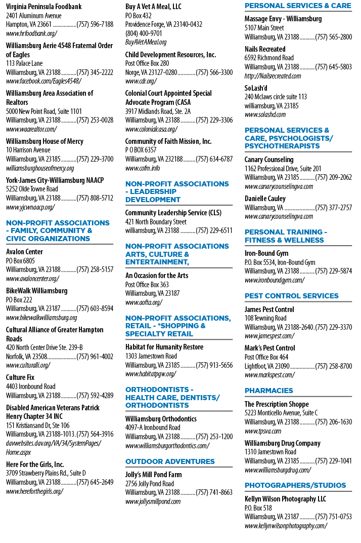 A list of businesses and their contact information. Description generated by AI