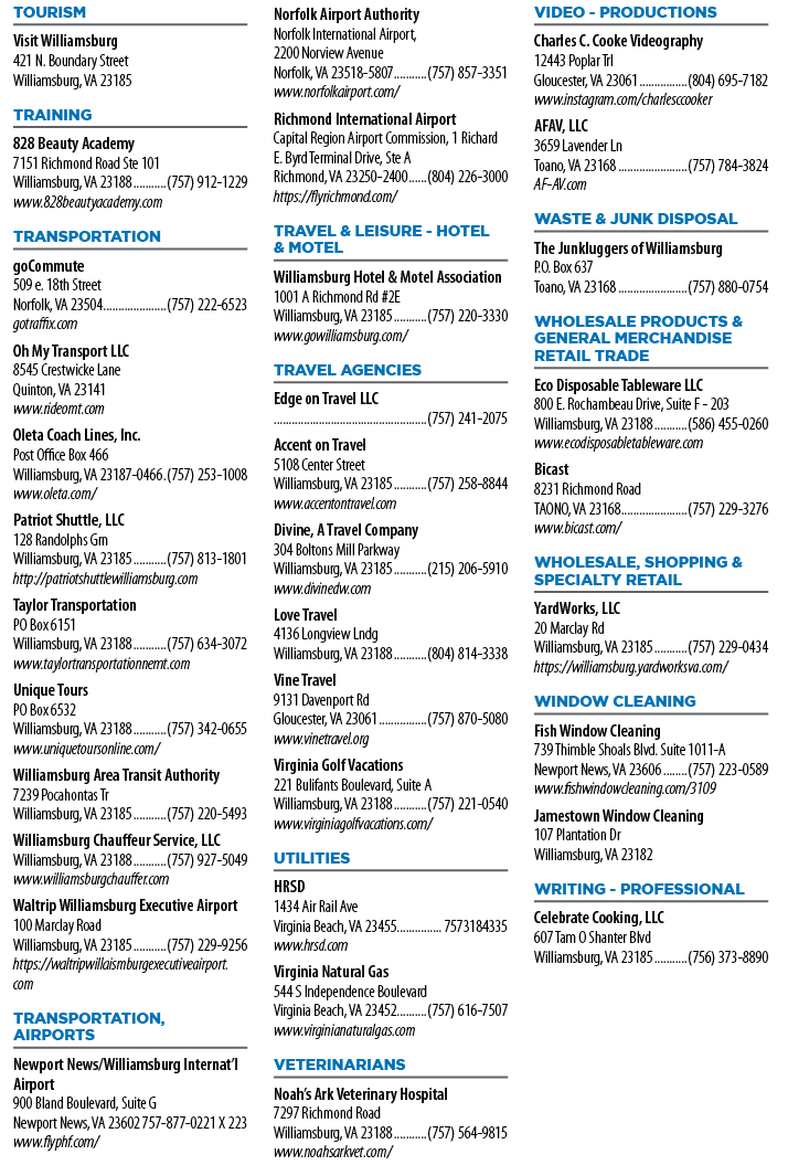A list of businesses and their contact information. Description generated by AI