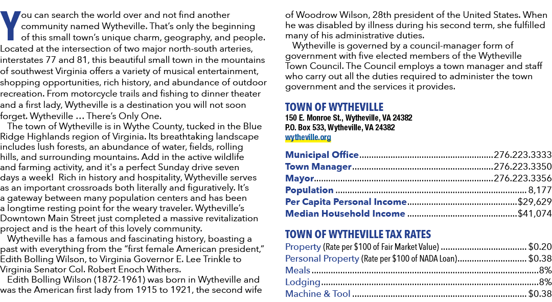 You can search the world over and not find another community named Wytheville. That’s only the beginning of this smal...