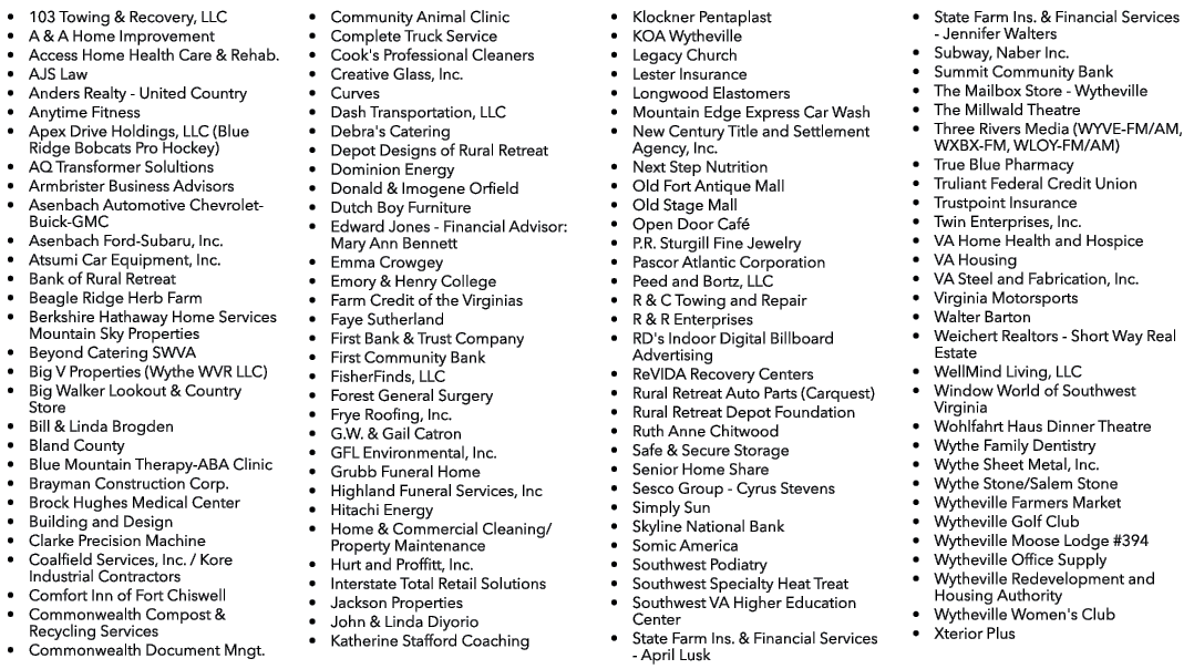 • 103 Towing & Recovery, LLC • A & A Home Improvement • Access Home Health Care & Rehab. • AJS Law • Anders Realty Un...