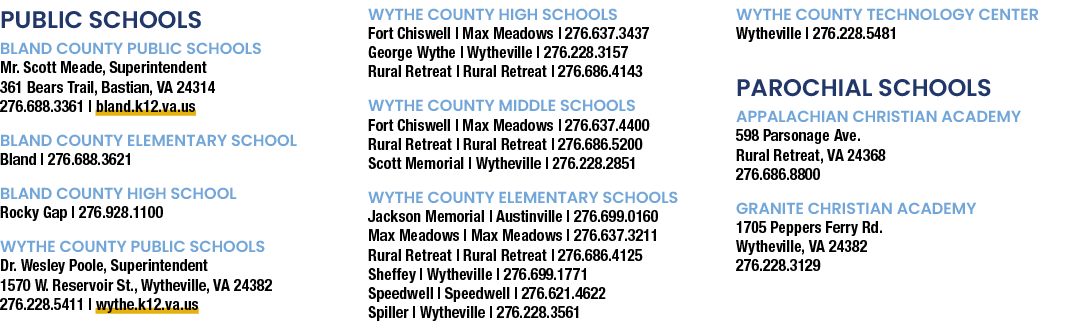 Public Schools Bland County Public Schools Mr. Scott Meade, Superintendent 361 Bears Trail, Bastian, VA 24314 276.688...