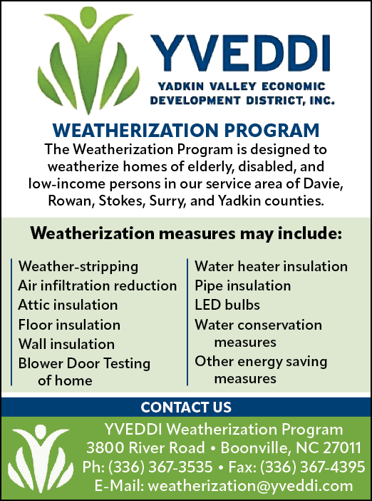 A flyer for the Yeddi Weatherization Program. Description generated by AI