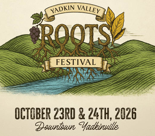 A poster advertising the Yadkin Valley Roots Festival, which takes place on October 23rd and 24th, 2021 in Yadkinville, North Carolina. AI generated content