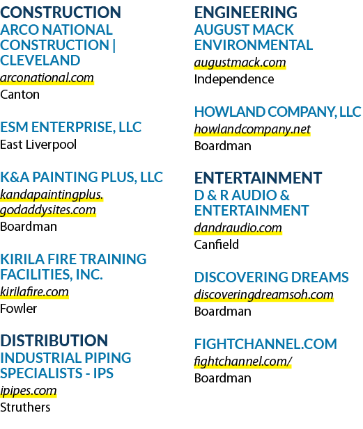 CONSTRUCTION ARCO NATIONAL CONSTRUCTION | CLEVELAND arconational.com Canton ESM ENTERPRISE, LLC East Liverpool K&A PA...