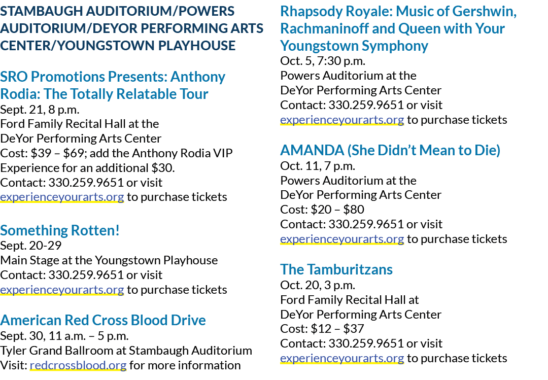 Stambaugh Auditorium/Powers Auditorium/DeYor Performing Arts Center/Youngstown Playhouse SRO Promotions Presents: Ant...