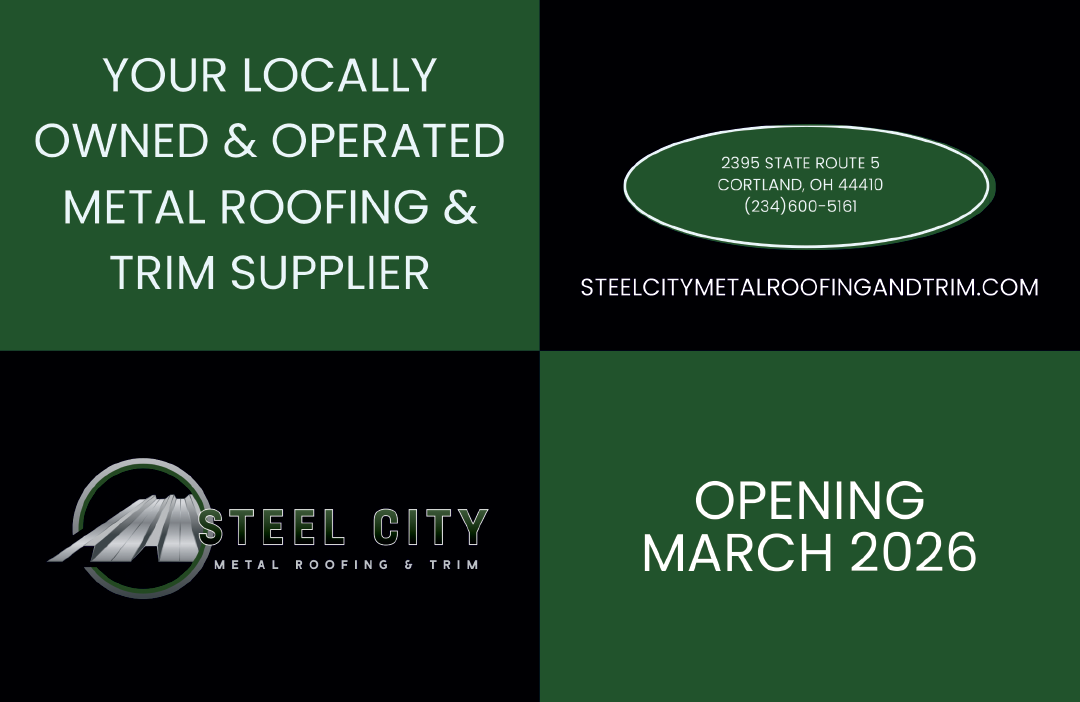 A green and white advertisement for Steel City Metal Roofing & Trim Supplier. AI generated content