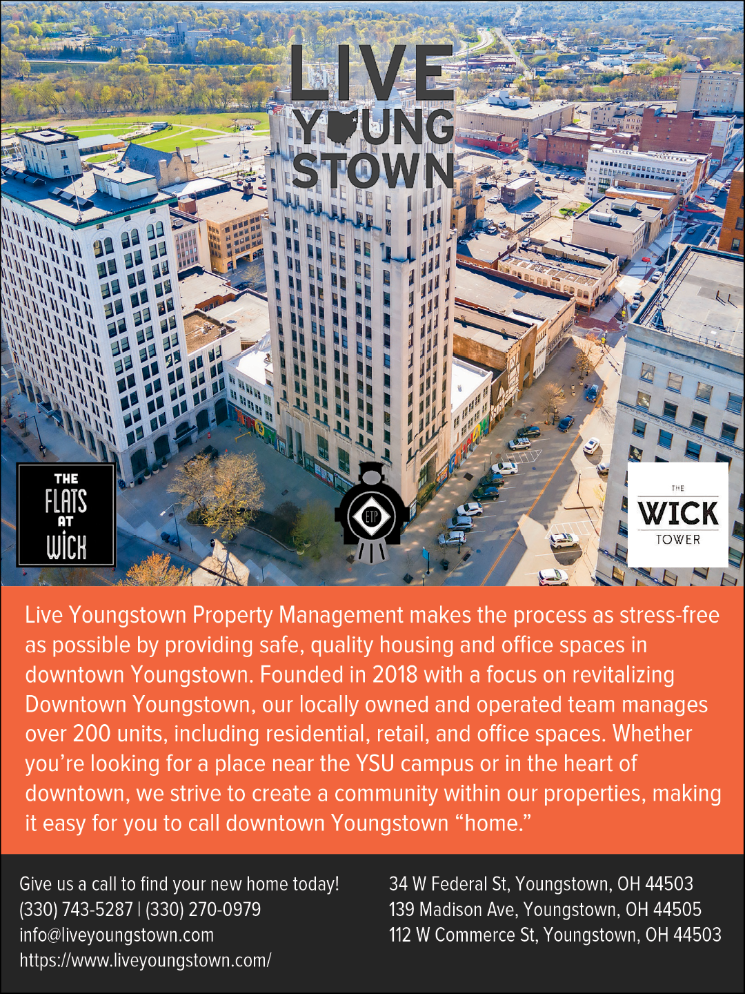 A flyer advertises a property management company in Youngstown, Ohio. AI generated content