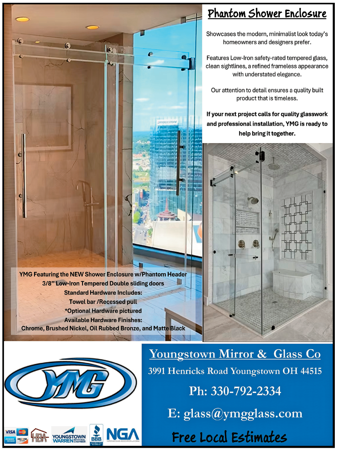 A flyer for a company that specializes in shower enclosures. AI generated content