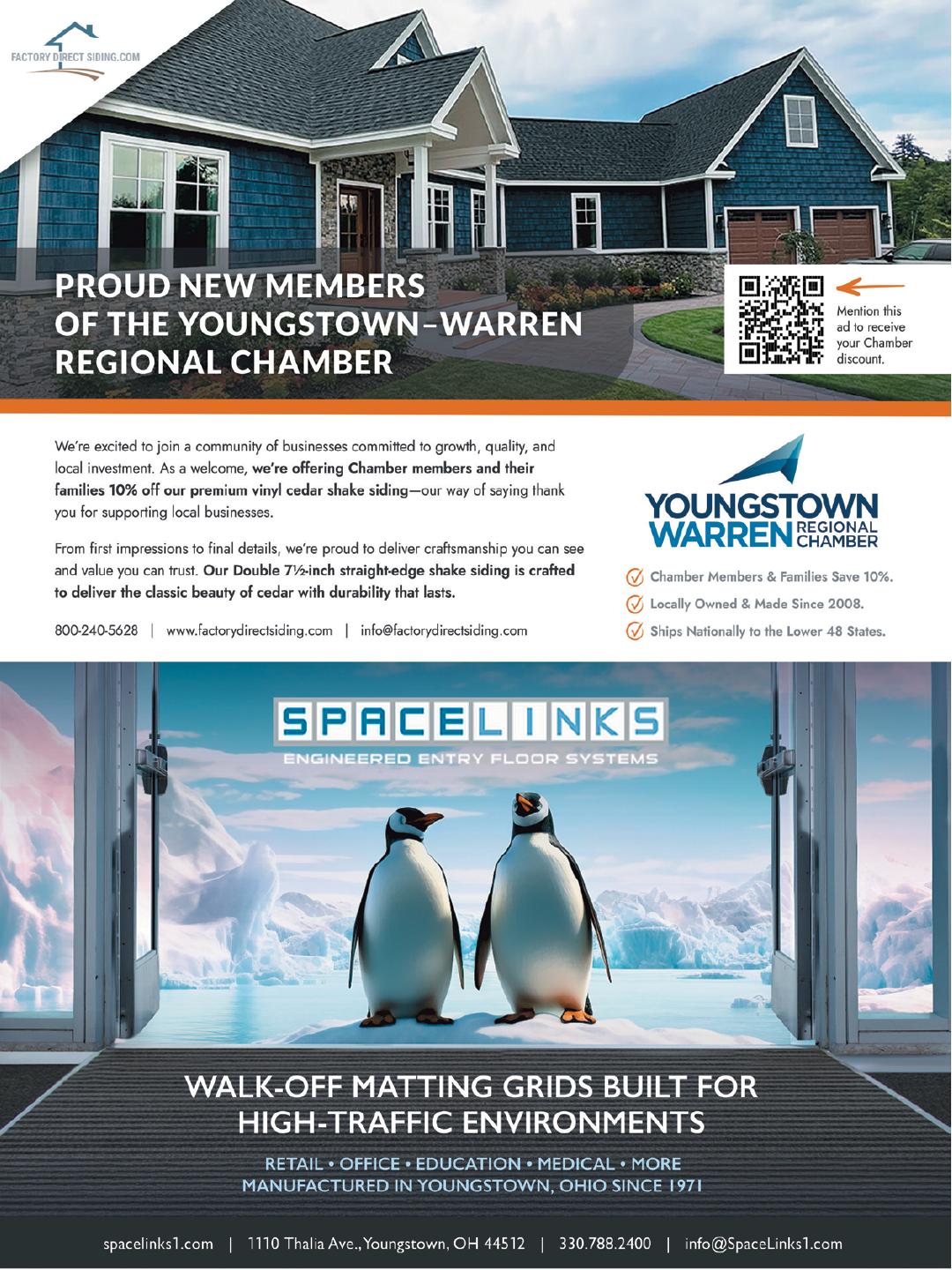 Two penguins are standing next to each other in a poster advertising a company. AI generated content