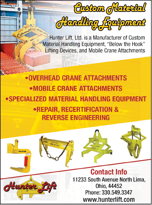 A flyer for Hunter Lift advertising their custom handling equipment. AI generated content