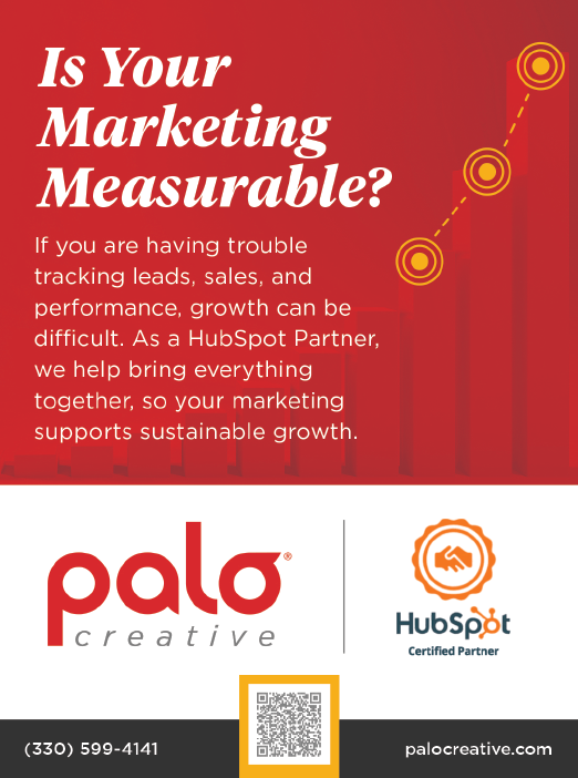 A red and white advertisement for Palo Creative. AI generated content