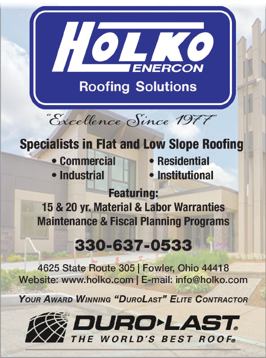 A flyer for Holko Energy Solutions, a company that specializes in flat and low slope roofing. AI generated content