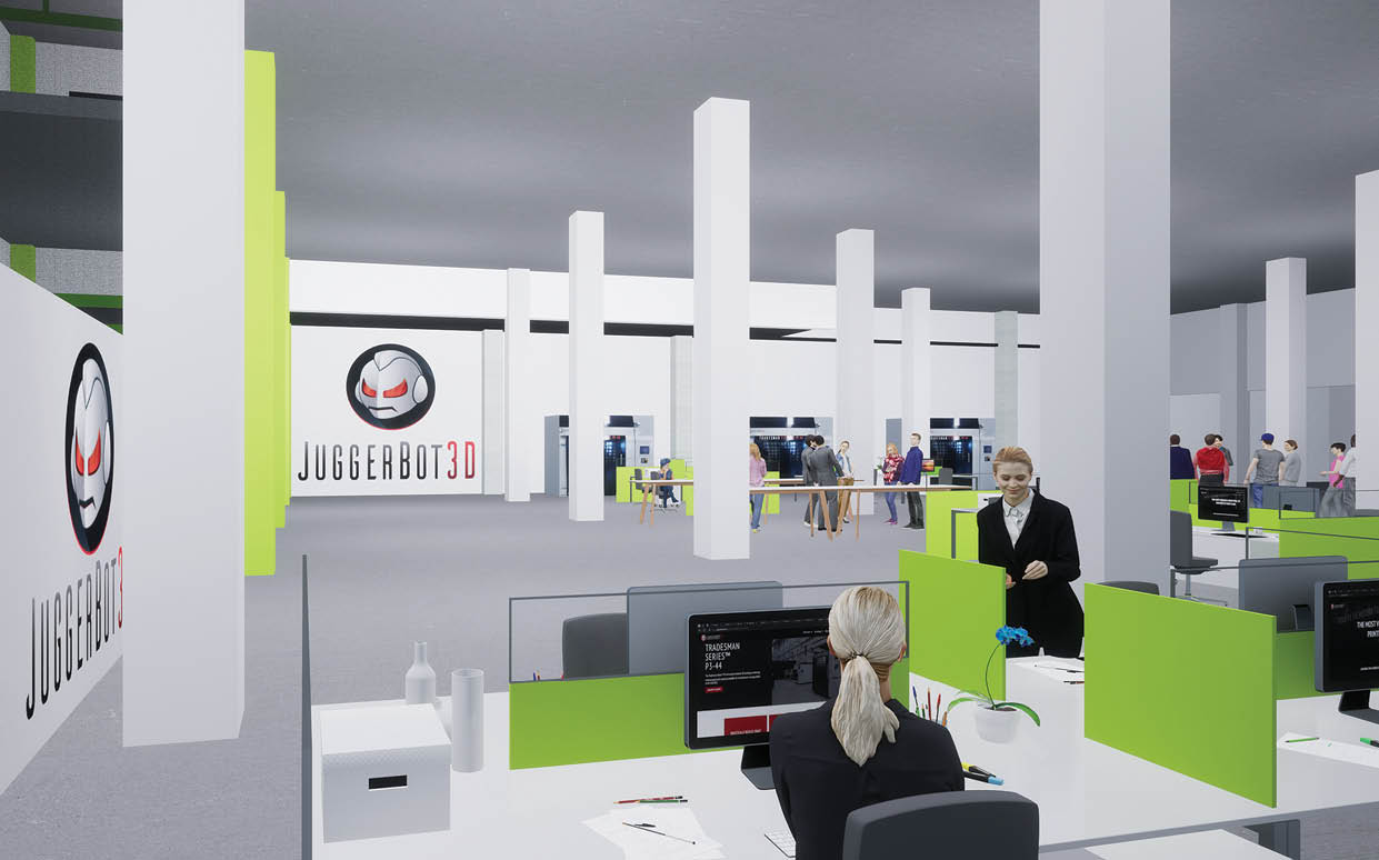 A woman is sitting at a desk in an office. AI generated content