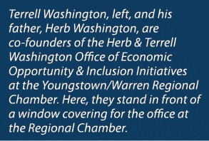 Terrell Washington, left, and his father, Herb Washington, are co founders of the Herb & Terrell Washington Office of...