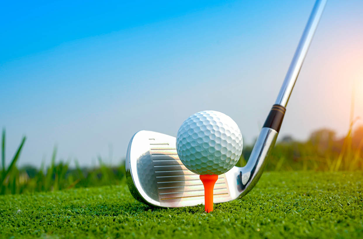 A golf club is stuck in the ground. Description generated by AI