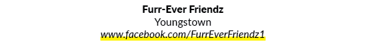 Furr Ever Friendz Youngstown www.facebook.com/FurrEverFriendz1 