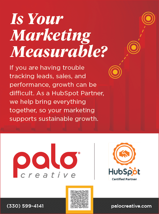A white sign with black writing that says “Palo Creative, PL 3/4" on it. Description generated by AI