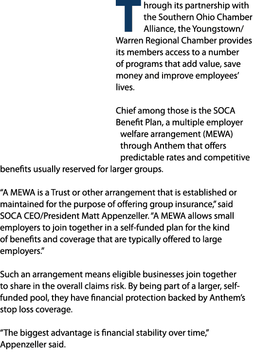 Through its partnership with the Southern Ohio Chamber Alliance, the Youngstown/Warren Regional Chamber provides its ...