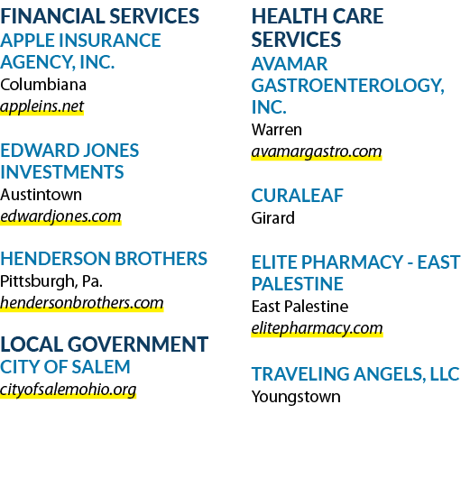 FINANCIAL SERVICES APPLE INSURANCE AGENCY, INC. Columbiana appleins.net EDWARD JONES INVESTMENTS Austintown edwardjon...